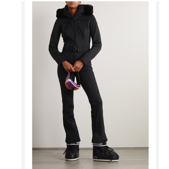 Goldbergh Parry Belted Hooded Faux Fur Trimmed Ski Suit In Black 4 NWT - Picture 4 of 16